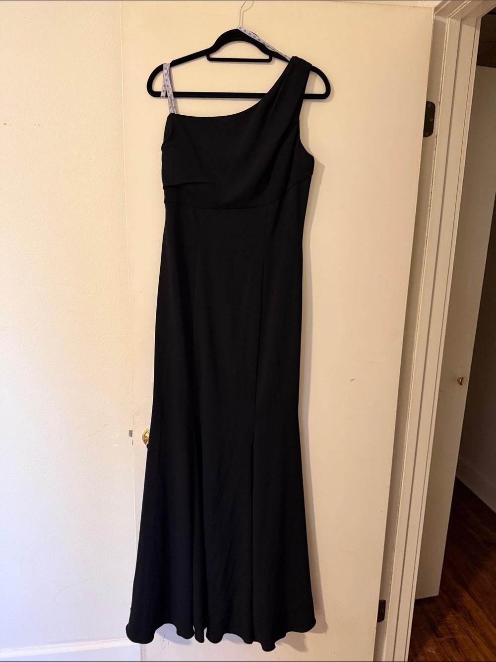 JS Collections Black One-Shoulder Evening Gown